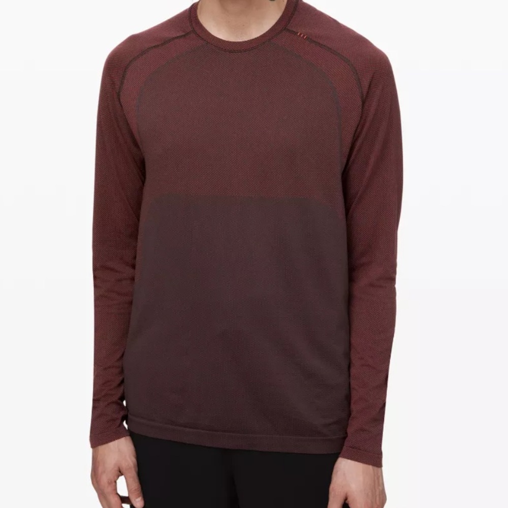 lululemon athletica Maroon Long Sleeve Tee Engineered Warmth Metal Vent Men